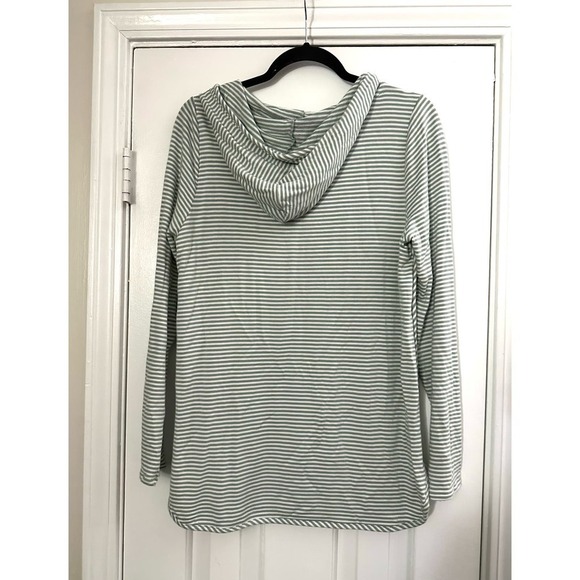 Market & Spruce Milania French Terry Pocket Striped Pullover Hooded Top Large - Picture 4 of 4